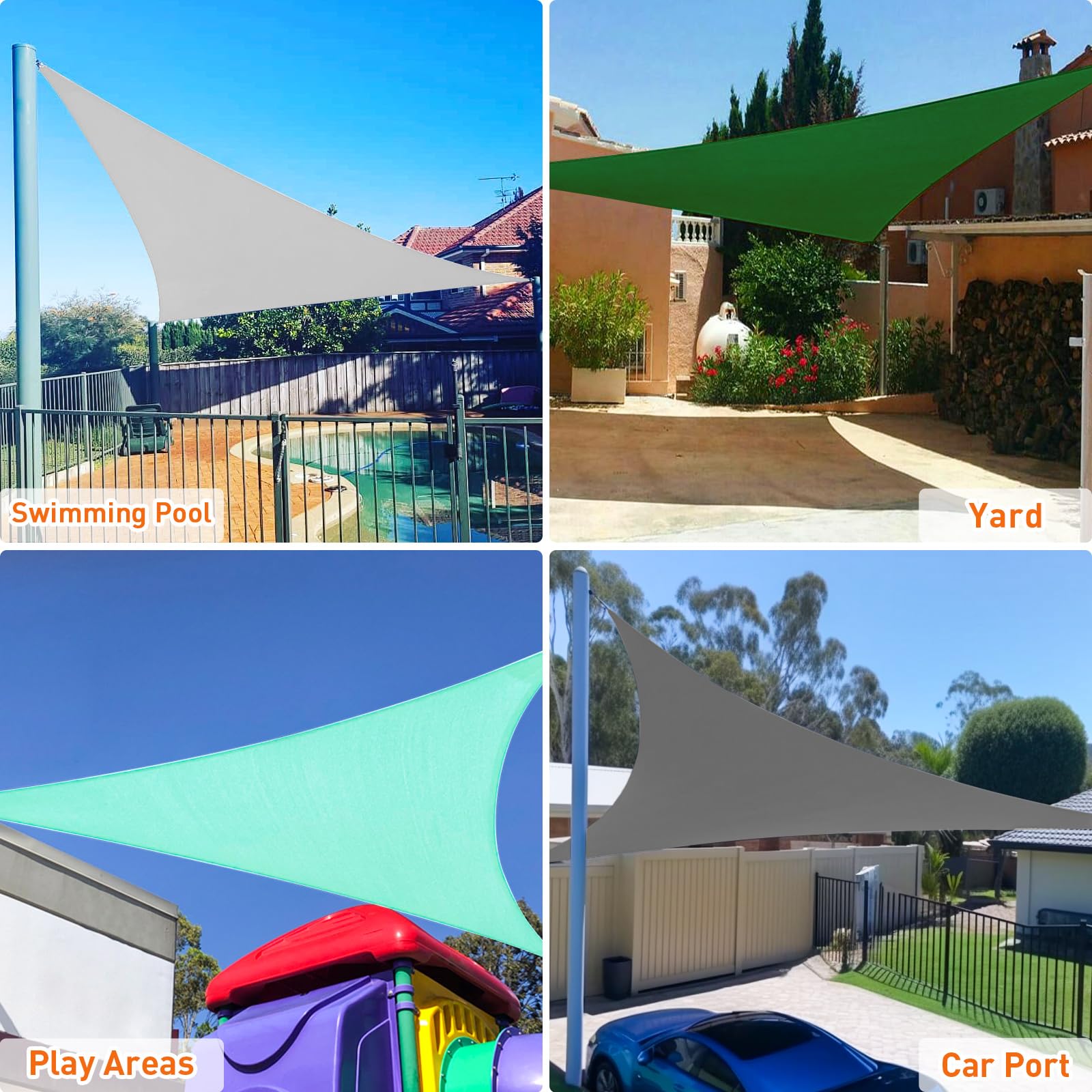 Outdoor Sunshade Sail Canvas Canopies & Privacy Screens Shading for Patio Garden Backyard, 10'x10'x14'