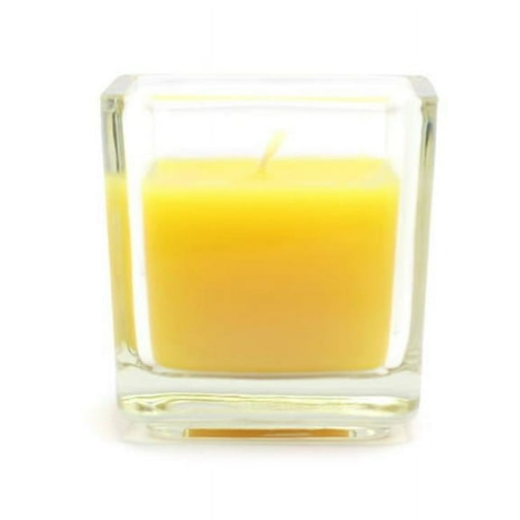 Zest Candle CVC-041 Yellow Citronella Square Glass Votive Candles -12pc-Box