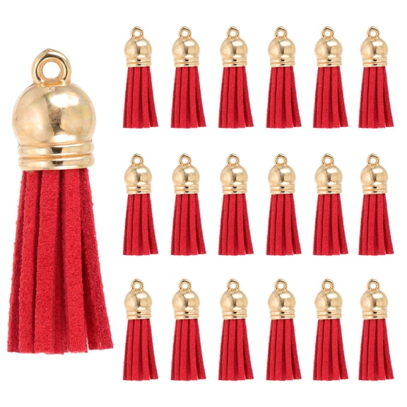 Uxcell 1.5 Inch Leather Tassels, 100 Pcs Faux Leather Keychain Charm Bulk for DIY Craft, Red