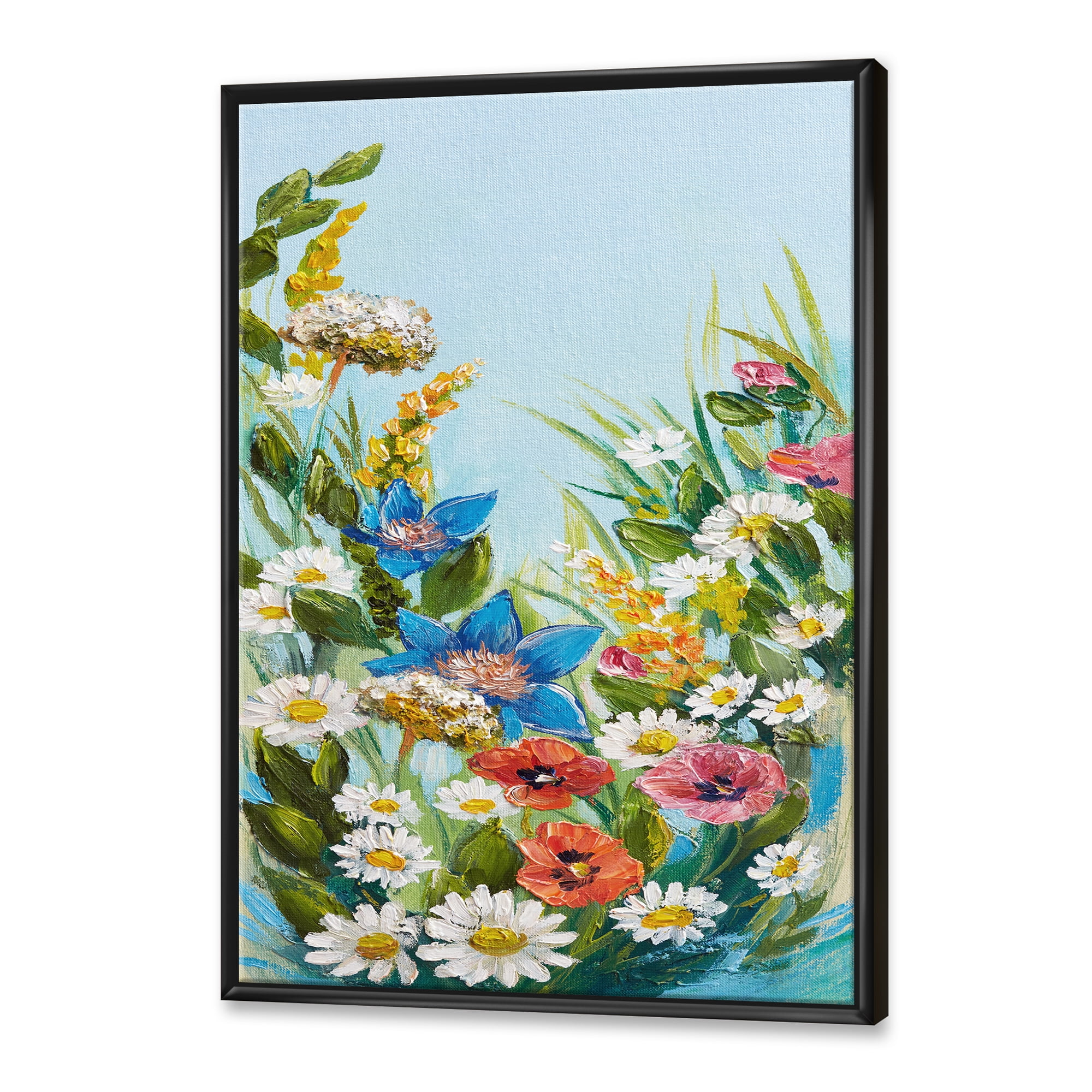 Designart 'Still Life Of Colorful Wildflowers With Leaves I' Traditional Framed Canvas Wall Art Print