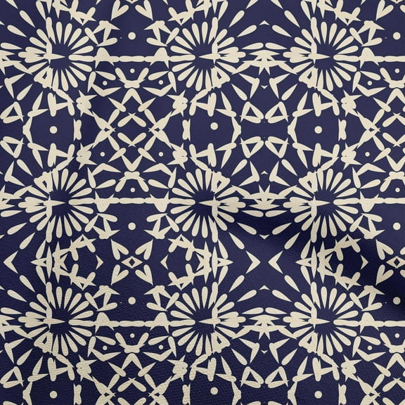 oneOone Georgette Viscose Dark Blue Fabric Block Fabric For Sewing Printed Craft Fabric By The Yard 42 Inch Wide-D5