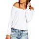 thumbnail image 3 of Las nuevas mujeres de la blusa elástico del hombro de la manga larga de color sólido ocasional CACAGOO Blusa, 3 of 3
