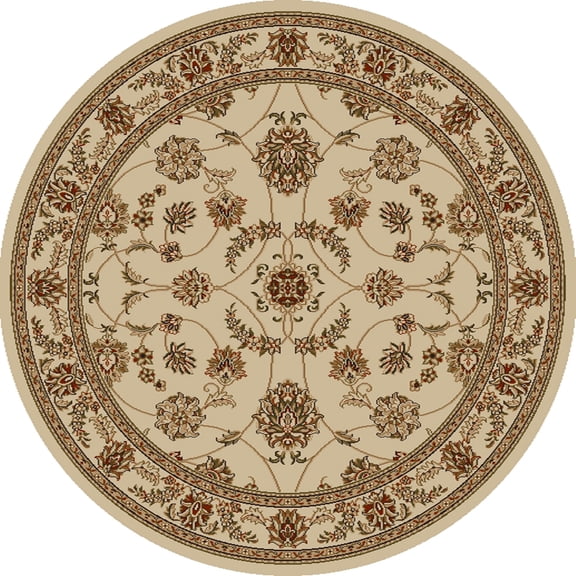 Radici Usa Como Area Rug 1596 Ivory Vines Leaves 8' x 8' Round