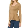 thumbnail image 3 of SSOULM Women's Long Sleeve Stetchy Knit Ruffle Hem Peplum Blouse Top with Plus Size, 3 of 5