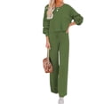 thumbnail image 1 of Fashnice Ensembles de Survêtements pour Femmes Col Rond Ensemble de Jogging à Manches Longues Coupe Ample Haut Court Pantalon Grand Vert Armée 2TG, 1 of 4