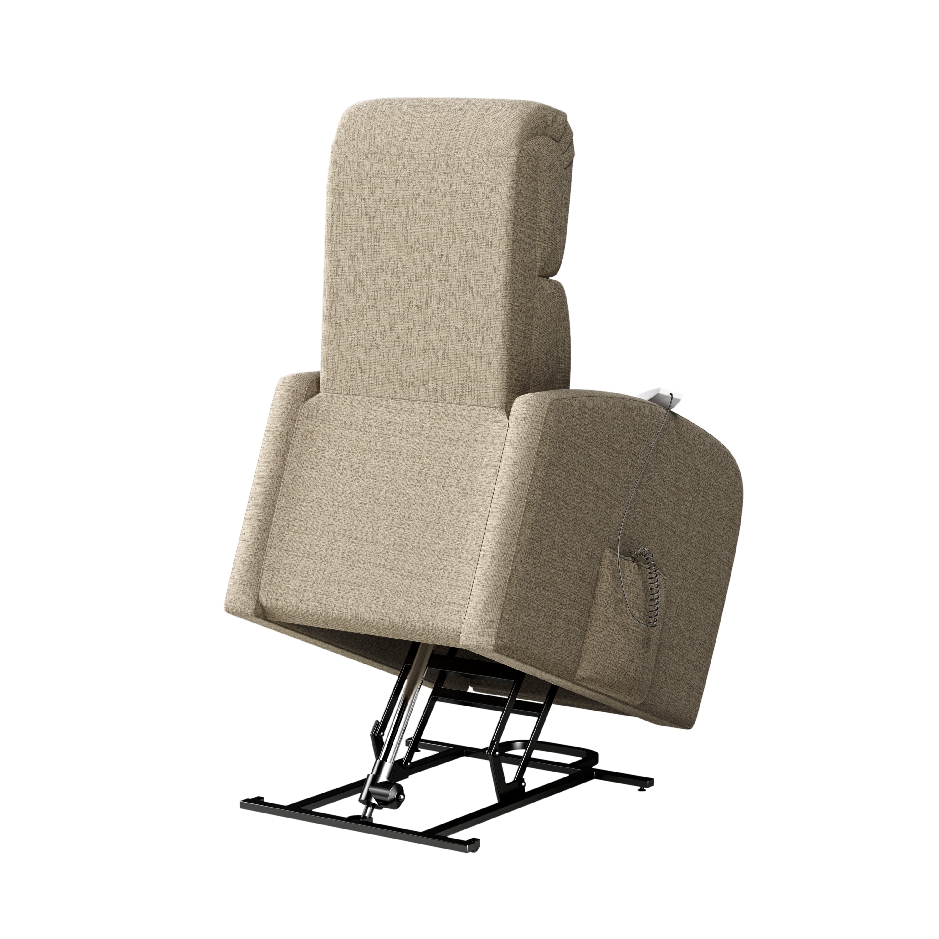 Homesvale Petite-sized Power Recline and Lift Chair with Heat and Massage, Barley Tan Chenille Fabric, Infinite Positions, For Elderly or Mobility Issues
