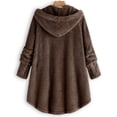 thumbnail image 3 of Winter Coats for Women Zpanxa Women Plus Size Button Plush Tops, Hooded Loose Cardigan Wool Coat, Casual Plush Jacket Outwear Khaki S, 3 of 6