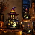 thumbnail image 5 of sruoe Halloween Stained Glass House Table Lamp, Witch Hat LED Light Prop, Halloween Seasonal Desktop Ornament, Halloween Holiday Decor for Tabletop Mantel Shelf, 5 of 6