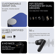 CMF Buds Pro 2 Wireless Earbuds with Smart Dial, 50dB Hybrid Noise Cancelling Earbuds Wireless Bluetooth 5.4, 11mm Bass with LDAC, 6 Hi-Res Audio Mics, 43H Playtime, Fast Charging Case, Blue