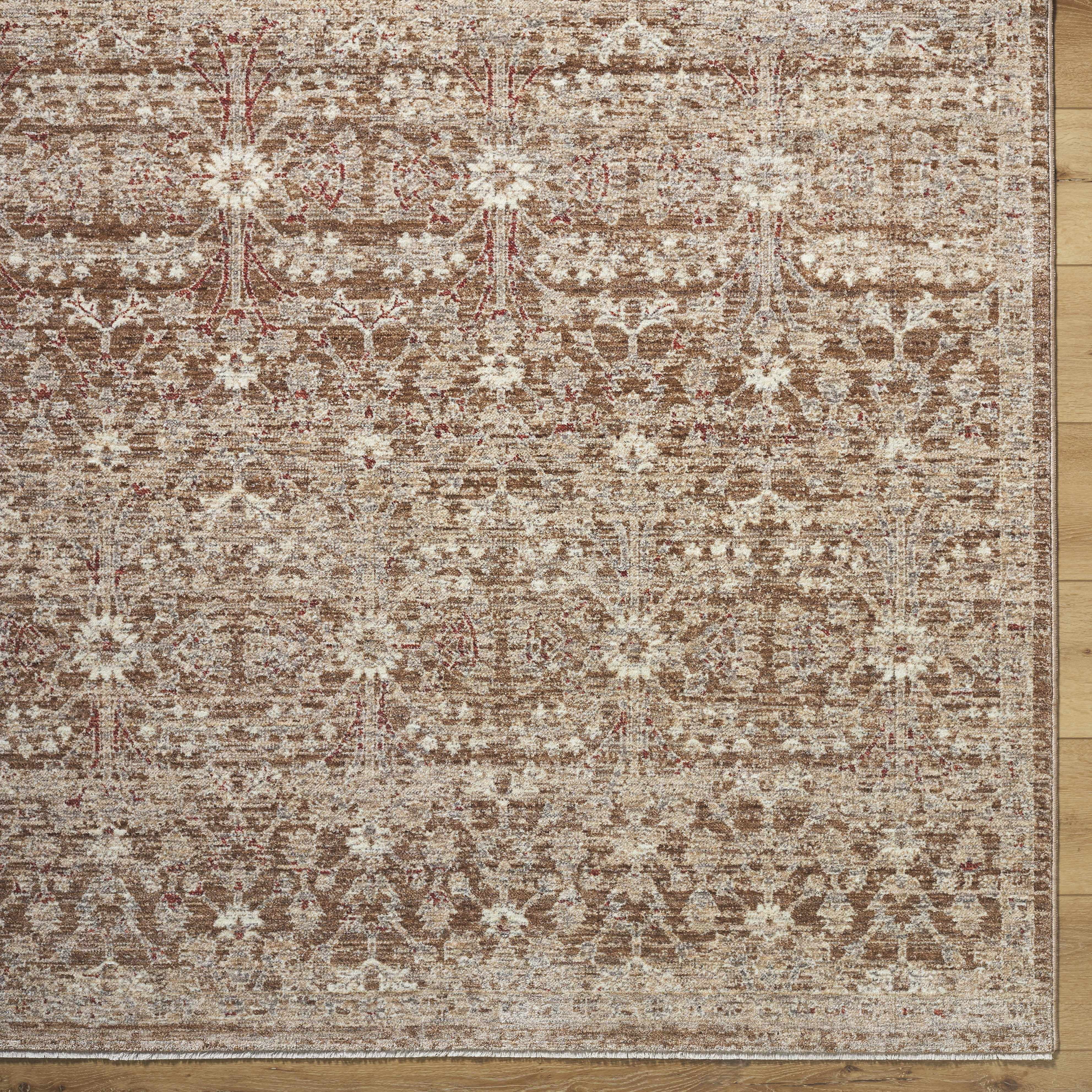 Hauteloom Ammiel Living Room, Bedroom Area Rug - Traditional - Tan, Cream, Dark Red - 7'10" x 10'4"