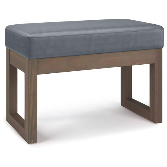 TiaGOC Milltown 27 Inch Wide Contemporary Rectangle Footstool Ottoman Bench in Stone Grey Vegan Faux Leather, For the Living Room and Bedroom