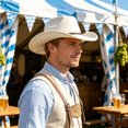 thumbnail image 2 of EOYWHK Cowboy Hat for Men Western Cowboy Wide Brim Hat with Braided Leather Band Felt Hat for Rodeo Party Costume Outdoor, Beige, 2 of 5