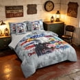 thumbnail image 2 of Manfei Watercolor Bald Eagle Full Size Bedding Sets, Grunge Flower US Flag Full Size Bed in a Bag, Gray Reversible 7 Pieces, 2 of 6