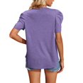 thumbnail image 5 of Azrian Womens Tops Clearance Fall Saving,Womens Plus Blouses Casual V-Neck Short Sleeve T-Shirts Solid Puff Sleeve Summer Blouse Tops on Sale, 5 of 6