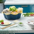 thumbnail image 4 of Rotating Drain Basket Fruit Vegetable Plate Snack Tray Hot Pot Storage Platter For Home Kitchen(Dark Green 7 Grids), 4 of 6