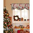 thumbnail image 4 of Merry Christmas Tie Up Valances Curtain, Xmas Santa Poinsettia Holly Bowknot Wood Grain Adjustable Rod Pocket Short Window Treatment Tie Up Curtains Valances for Kitchen Living Room Bathroom 42x18 In, 4 of 9