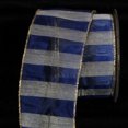 thumbnail image 2 of The Ribbon People Royal Blue and Gold Stripes Wired Craft Ribbon 2.5" x 17 Yards, 2 of 2