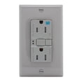 thumbnail image 1 of Eaton GFCI Réceptacle Recto Verso Auto-Testant 15A -125V Résistant au Tassage et aux Intempéries avec Plaque Murale de Taille Standard, Gris, 1 of 1