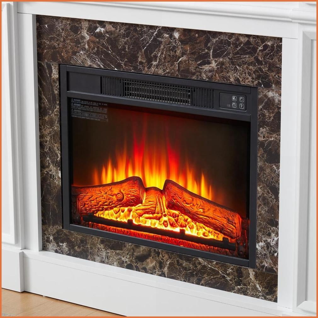 Electric Fireplace Mantel, 45.7”W Freestanding Heater with Remote, Timer, LED Flame | White | MDF