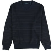 Perry Ellis Mens Striped V Neck Pullover Sweater, Blue, XXXX-Large