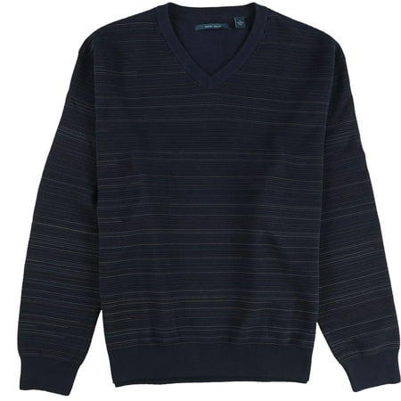 Perry Ellis Mens Striped V Neck Pullover Sweater, Blue, XXXX-Large