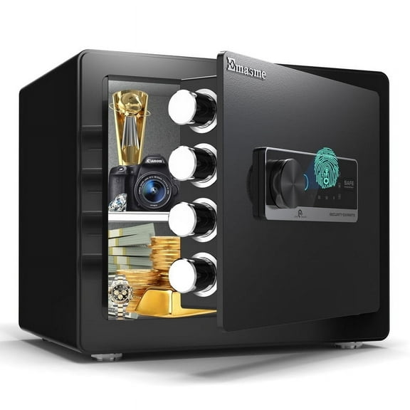 1.6 Cuft Fireproof Home Safe - Digital Security Safe Box with Programmable Keypad & Spare Keys, Anti-Theft Money Safe for Documents, Medicine, Jewelry, and Valuables (Black)