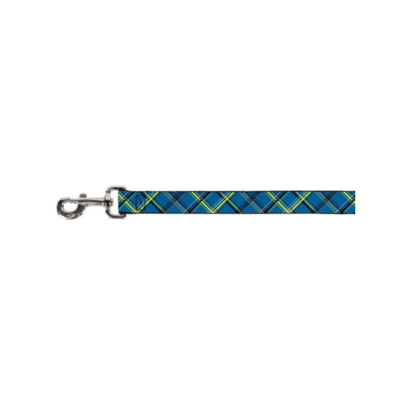 Blue Yellow Black Diagonal Plaid Pattern Fun Animal Pet Dog Cat Leash