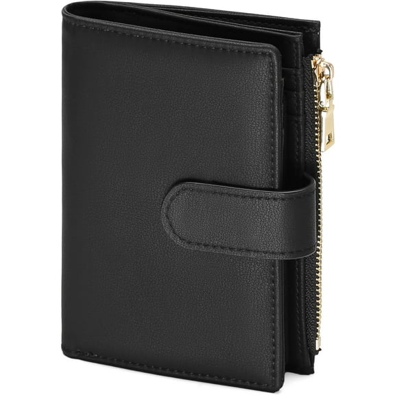 Womens Wallet Small Leather RFID Blocking Bifold Zipper Pocket Wallet Card Case Purse with ID Window