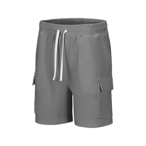 WREESH Men's Cargo Shorts Summer Casual and Comfortable Drawstring Pocket Elastic Waist Shorts Outdoor Workout Shorts Gray