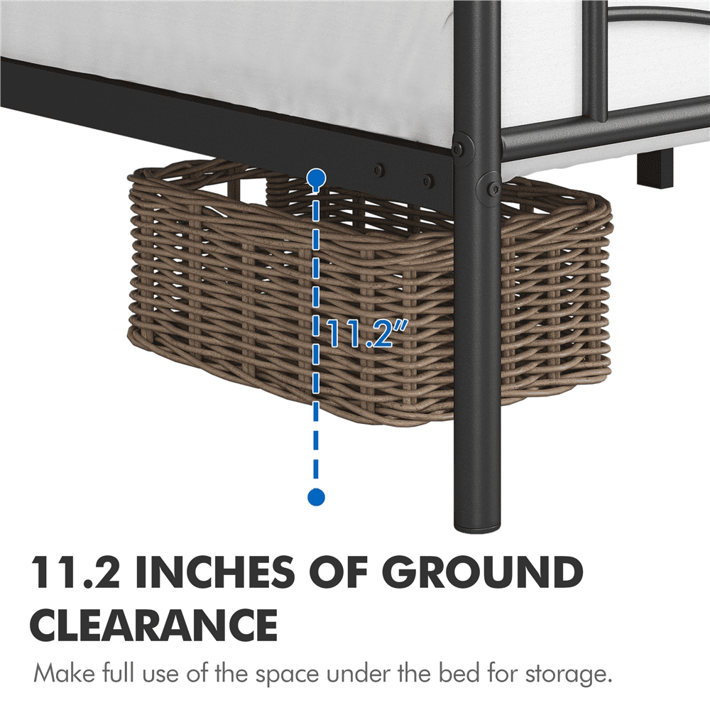 Renwick Skylar Cloud-Inspired Design Metal Bed, Twin, Adult, Black