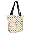 thumbnail image 2 of KLL Tote Bag for Women Colorful Checkered 1 Print Shopping Grocery Reusable Bags for Office School Shopping Travel, 2 of 6