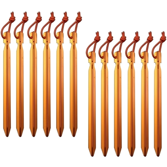 HKquanlin 12 pack gold aluminum camping tent stakes, 7.09 in lightweight y-shaped heavy duty pegs