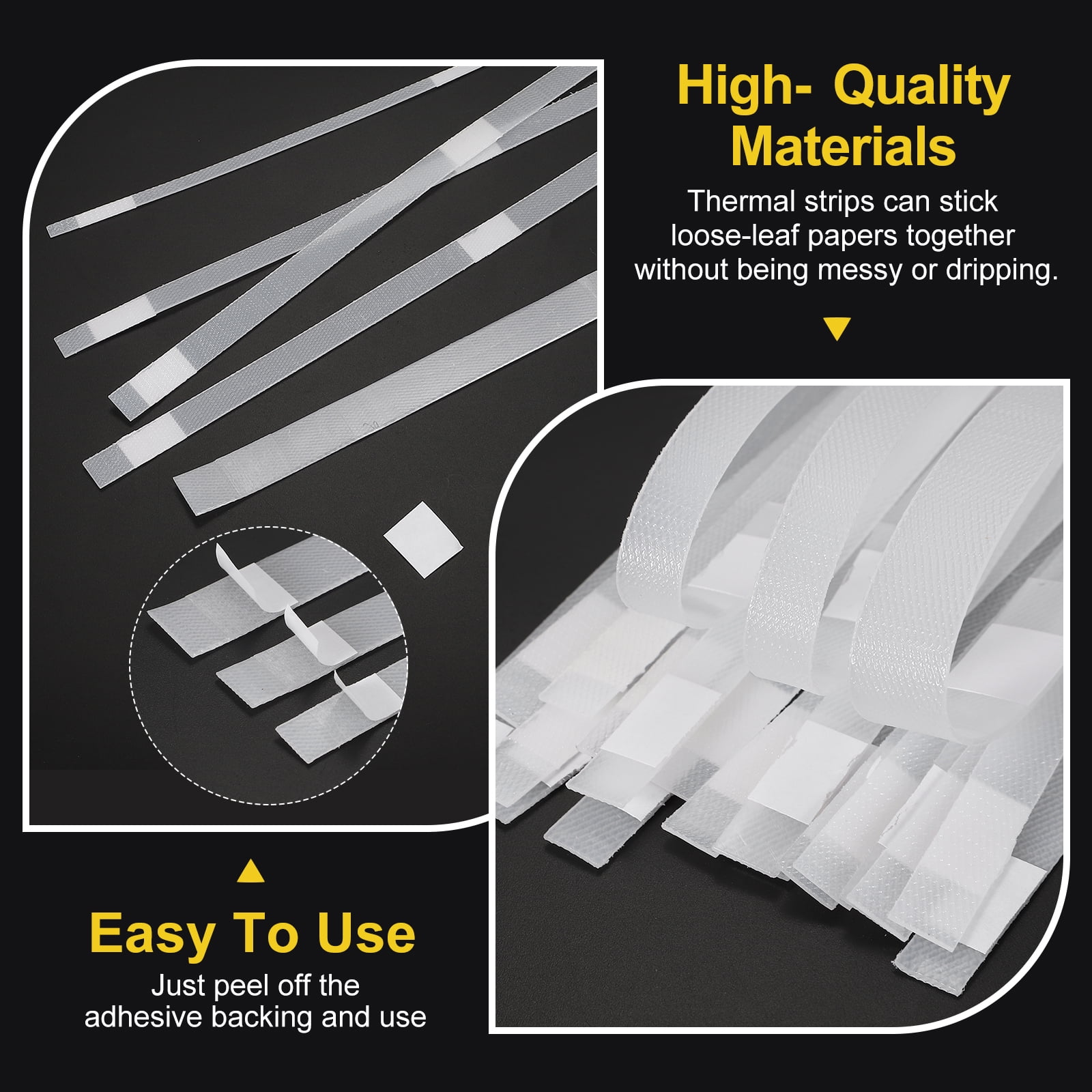 12x285mm Thermal Binding Strips, 50PCS Glue Strips Tape Hot Melt Adhesive with Mesh Backing for Book Binding Repair Albums Pictures Files Crafts A4 Letter Size, White