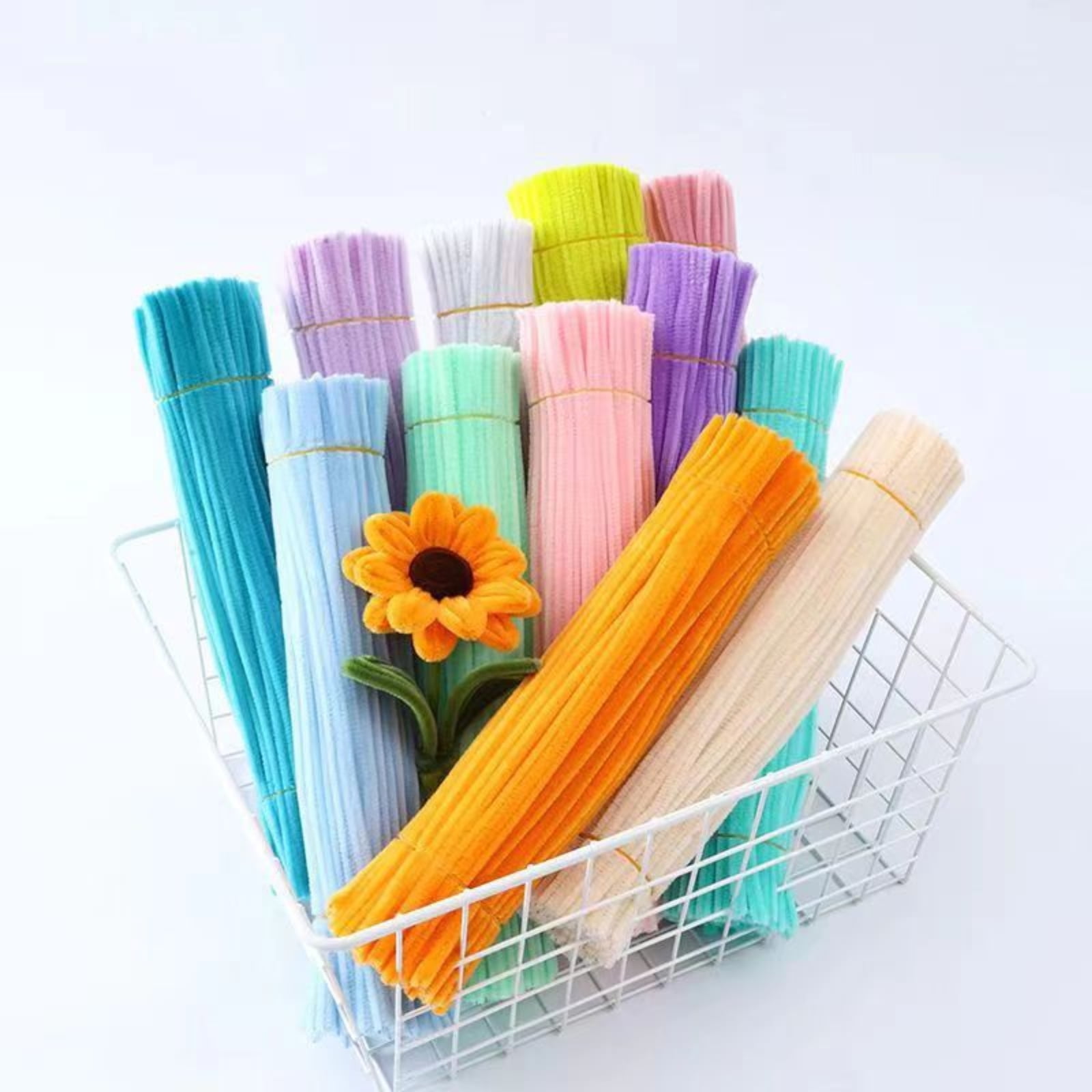 100PC Pipe Cleaners, Pipe Cleaners Craft, DIY Simulation Bouquet Materials,30 Colors Craft Pipe Cleaners Bulk(6mm x 12in)