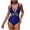 Navy, variant on FRSASU Women's One Piece Swimsuit Tummy Control with Adjustable Back Straps Deep V Neck Bathing Suit White