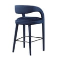 thumbnail image 4 of Bar Stool Chair Barstool, Midnight Blue, Velvet, Pub Cafe Bistro Dining Kitchen Hospitality Restaurant, Modern Contemporary Boutique HB35947, 4 of 10