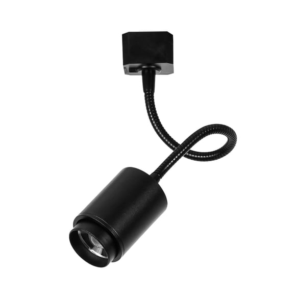 FSLiving Flexible Hose Mini Black Aluminium Spotlight H-Type Track Mounted 5W Neutral Light COB Focusing Adjusted Background Track Lighting for Gallery Cabinet Loft (No Track) - 1 Light