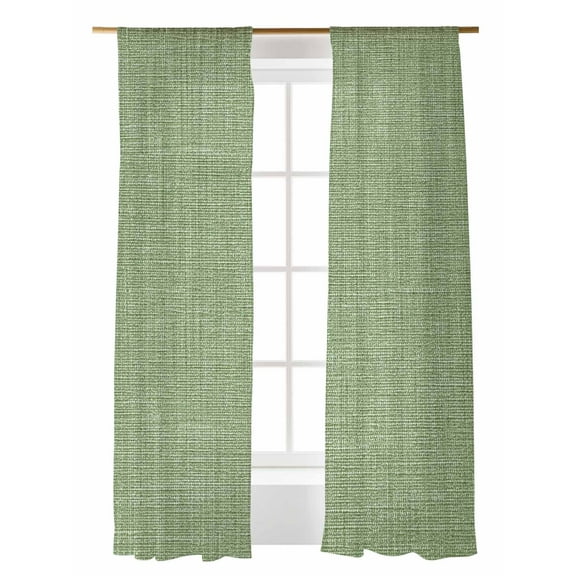 Sage Green Linen Sheer Curtains 84 Inch Long 2 Panels, Farmhouse Pure Color Country Farm Light Filtering Rod Pocket Semi Sheer Curtains, Sheer Voile Drapes for Living Room Bedroom, 52"x84"