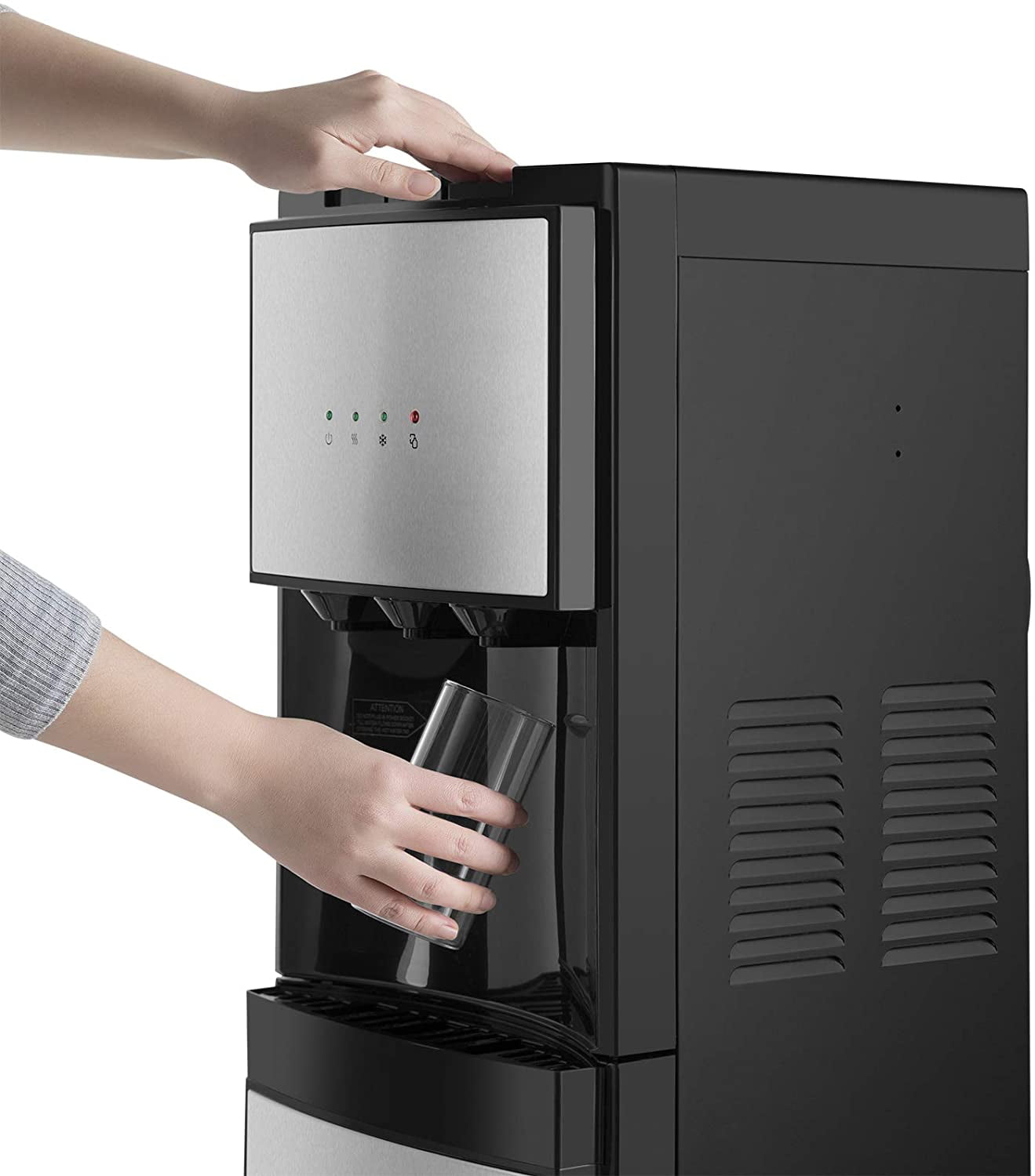 Bottom Loading 5 Gallon Water Cooler Dispenser Hot/Cold/Room 3 Temperature Compressor Cooling with Child Safety Lock(Silver,Black)