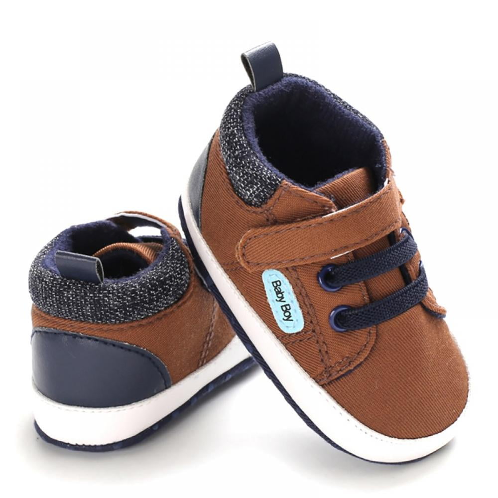 Meckior Toddler Baby Boys Girls High Tops Ankle Sneakers Soft Anti-Slip Sole PU Leather Moccasins Infant Newborn Prewalker First Walking Crib Shoes