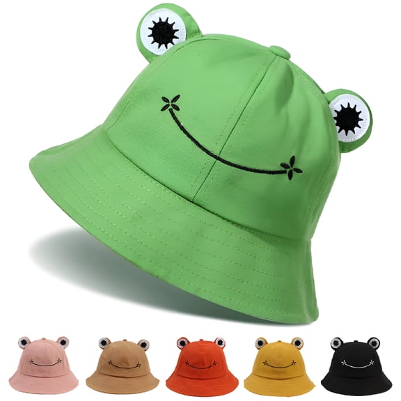 TELOLY Cute Frog Bucket Hats Fisherman Cap Summer Beach Sun Protection Cap for Adults Sun Hats for Women