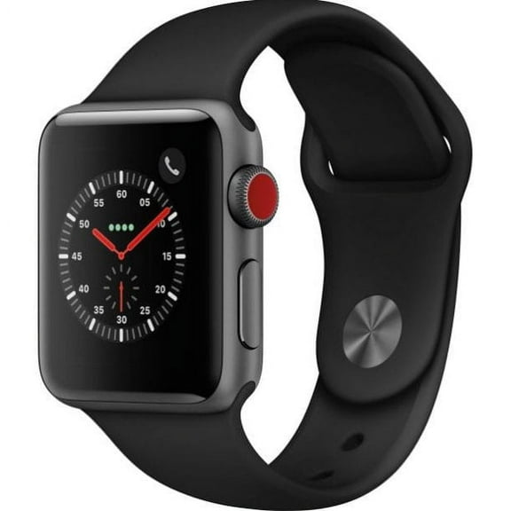 Restored Apple Watch Series 3 38mm Space Gray Aluminum Case with Black Sport Band (GPS   Cellular LTE) (Refurbished)