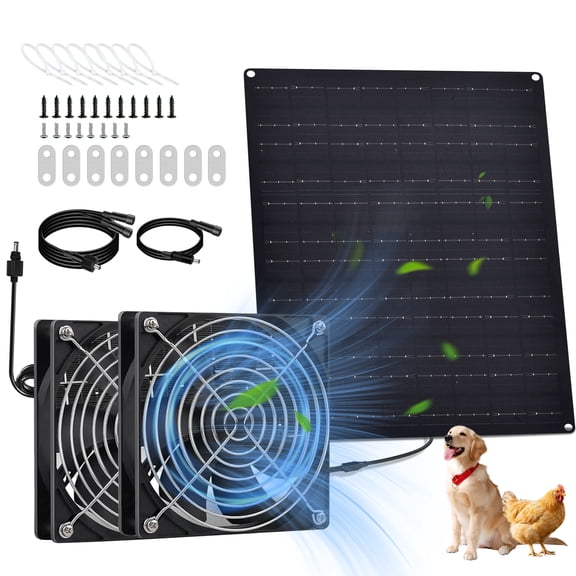 Jinghua Solar Powered Exhaust Fan for Chicken Coop,Pet House ,Sheds,15W, IP65 Waterproof, 1 Pack