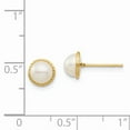 thumbnail image 3 of 14k Gold Madi K 5-6mm White Button Freshwater Cultured Pearl Post Earrings, 3 of 5