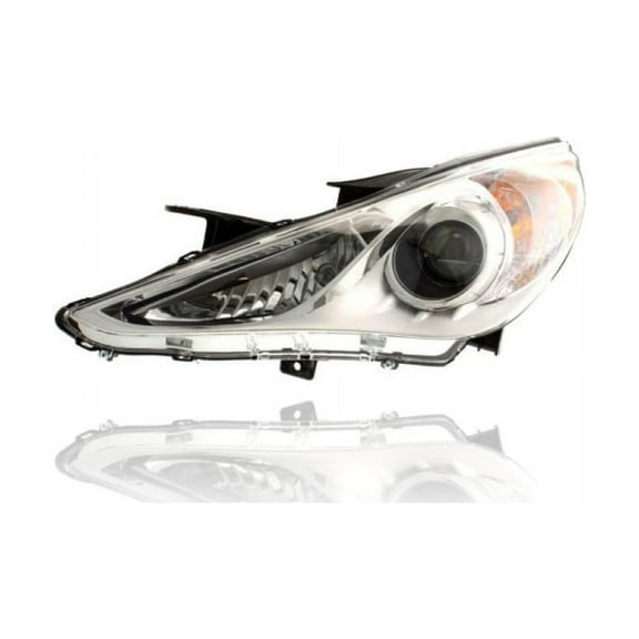 Headlight Assembly - Compatible/Replacement for '11-14 Hyundai Sonata GLS - Halogen, White Interior Bezel - Left Hand - Driver - 921013Q000