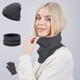 thumbnail image 5 of Conjunto de gorro, bufanda y guantes de invierno para mujer | Gorro de punto de 3 piezas, calentador de cuello y guantes para pantallas táctiles, 5 of 6