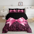 thumbnail image 2 of Manfei Pink Ribbon Bowknot 2pcs Twin Comforter Set - Zebra Glitter Print, 2 of 8