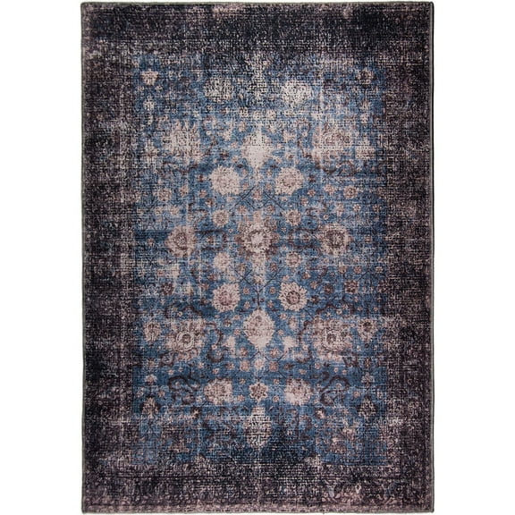 L'Baiet Amelie Abstract Washable Area Rug Blue 2' x 3' Small Throw Rugs Carpet for Living Room, Bedroom, Kitchen, Entryway, Nursery, Playroom, Office | Boho Aesthetic Modern Colorful Home Decor