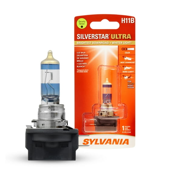 SYLVANIA - H11B SilverStar Ultra - High Performance Halogen Headlight Bulb, High Beam, Low Beam and Fog Replacement Bulb, Brightest Downroad with Whiter Light, Tri-Band Technology (Contains 1 Bulb)