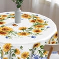 thumbnail image 7 of Sunflower Round Tablecloth - Yellow Daisy Floral Butterfly Table Cloth 60 Inch Blue Boho Floral Seasonal Washable Table Cover for Indoor Outdoor Kitchen Dinning, 7 of 7